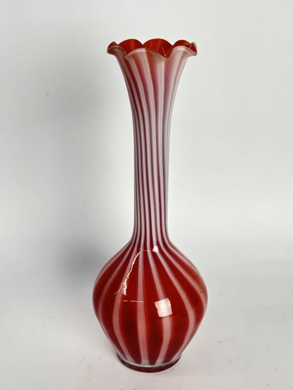 Vintage Hand Blown Candy Stripe Glass Bud Vase (1 of 3)