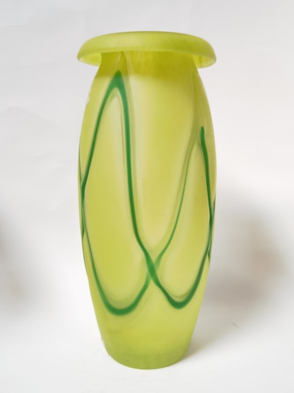 Large Frosted Green Swirl Glass Vase (1 of 4)