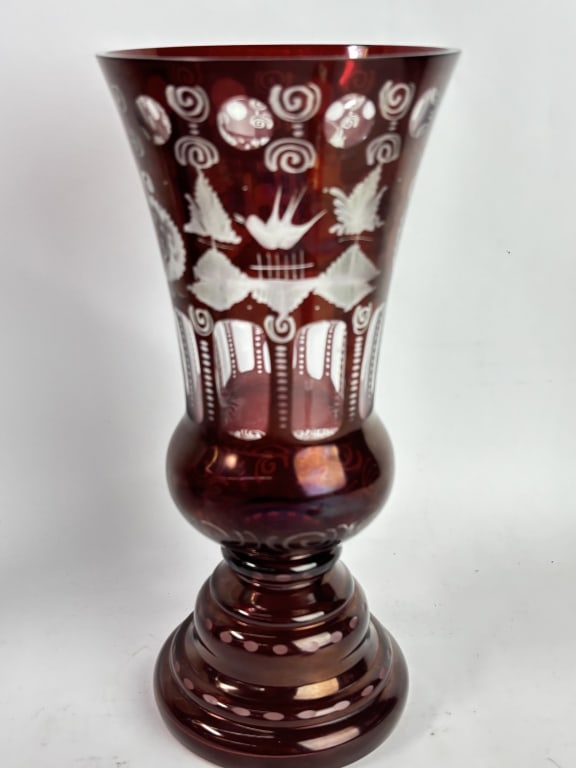 Vintage Egermann Bohemian Ruby Cut-to-Clear Glass (1 of 5)