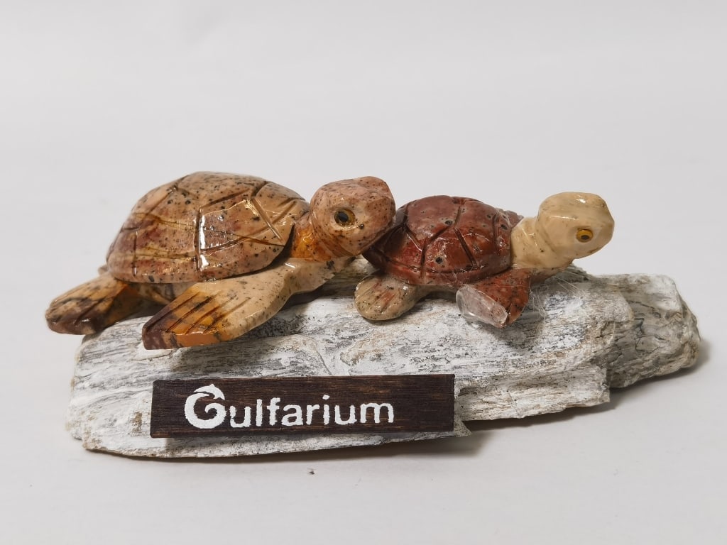 Gulfarium Soapstone Carved Turtles: Gulfarium Soapstone Carved Turtles, 4.5in