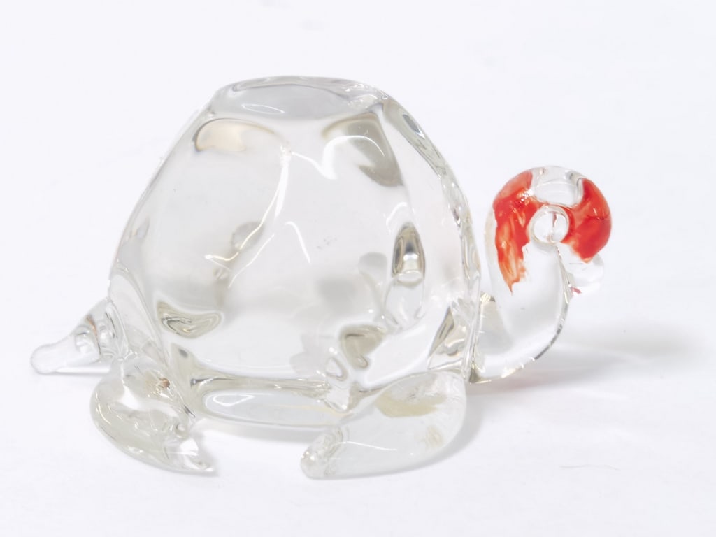 Clear Art Glass Turtle: Clear Art Glass Turtle, 2.5in