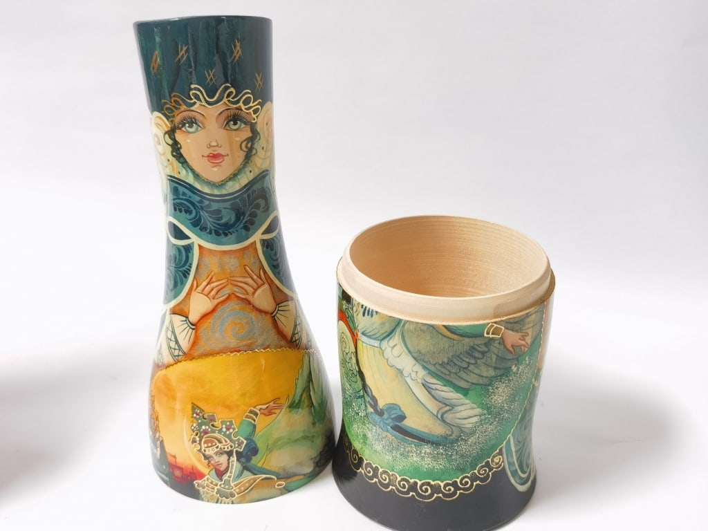 Vintage Signed Russian Hand Painted Nesting Doll B - 6