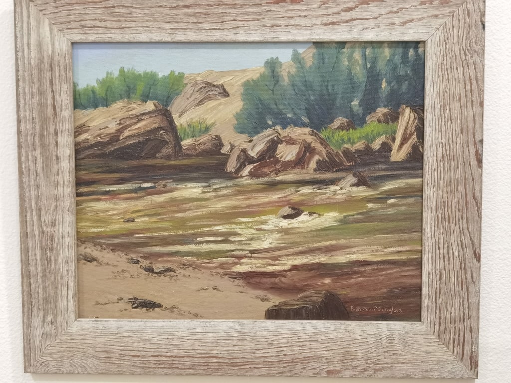 Landscape Oil Painting on Canvas, Signed Ruth Ann: Landscape Oil Painting on Canvas, Signed Ruth Ann Younglove, 22in by 26in