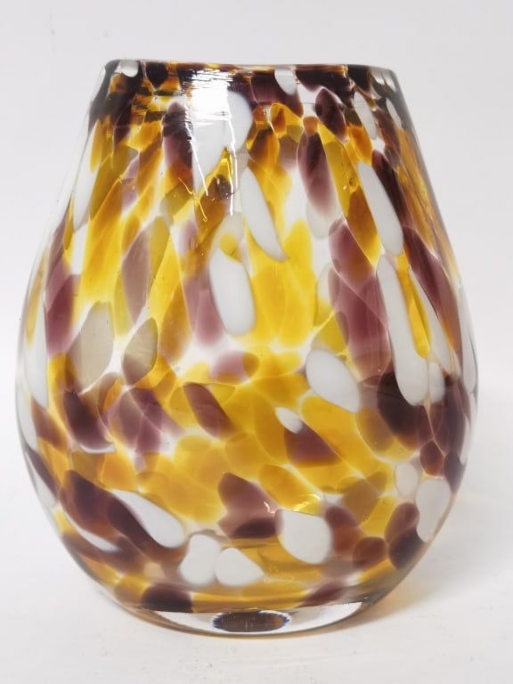 Amethyst/Amber/White Splatter Glass Vase (1 of 3)