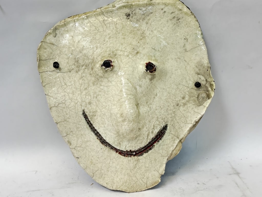 Vintage African Hand Made Pottery Mask (1 of 3)