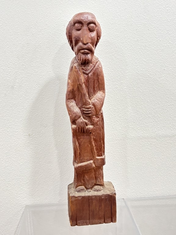 Vintage Wood Carved Saint Sculpture (1 of 4)
