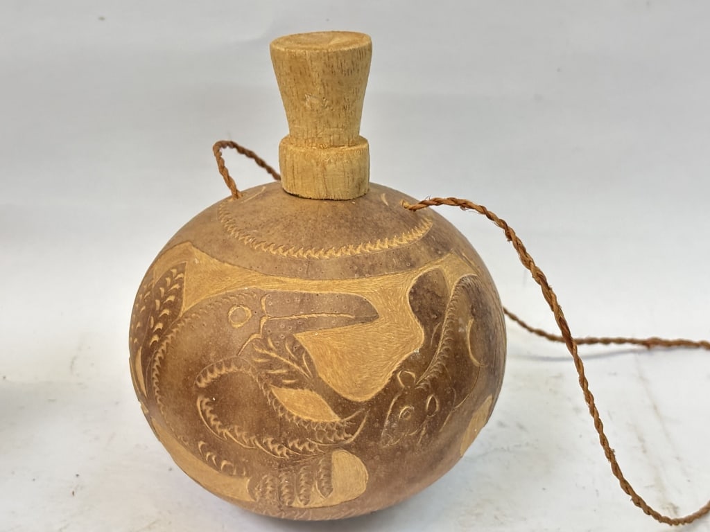 Vintage Gourd Carved Vessel (1 of 3)