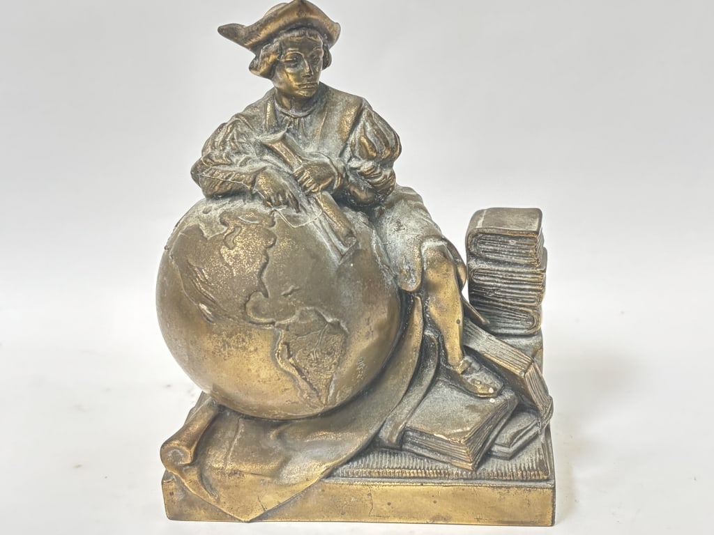 Vintage Brass Christopher Columbus Globe Bookend (1 of 4)