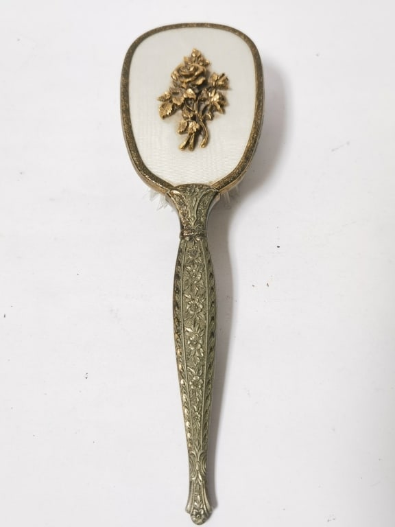 Vintage Gold-Tone Metal Vanity Hand Mirror (1 of 4)