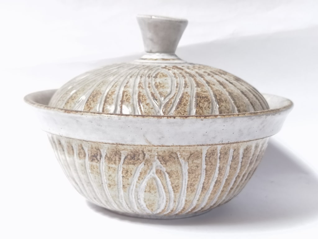 Pottery Craft Covered Bowl - 2