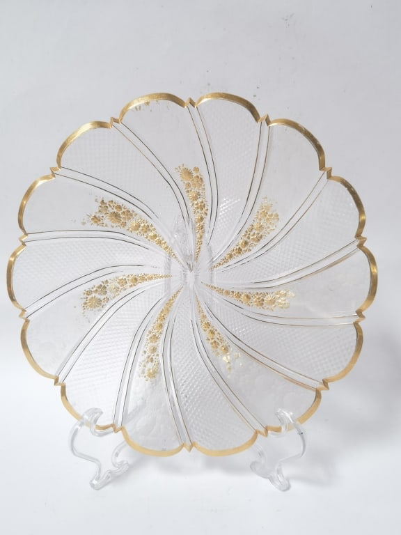 Vintage Gilt-Decorated Cut Glass Charger (1 of 3)