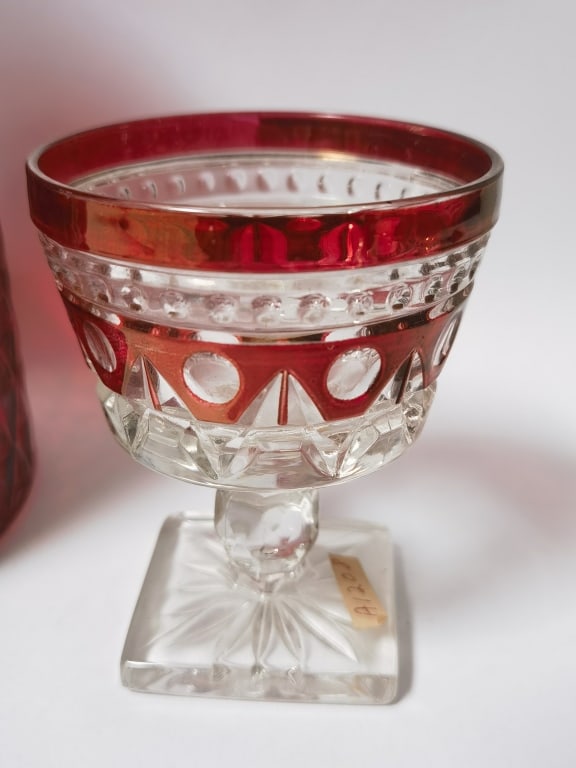(3) Vintage Ruby Glass Tableware - 3