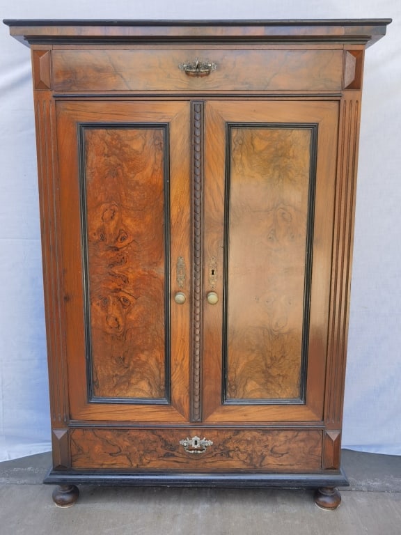 Antique Biedermeier-Style Walnut Armoire (1 of 19)