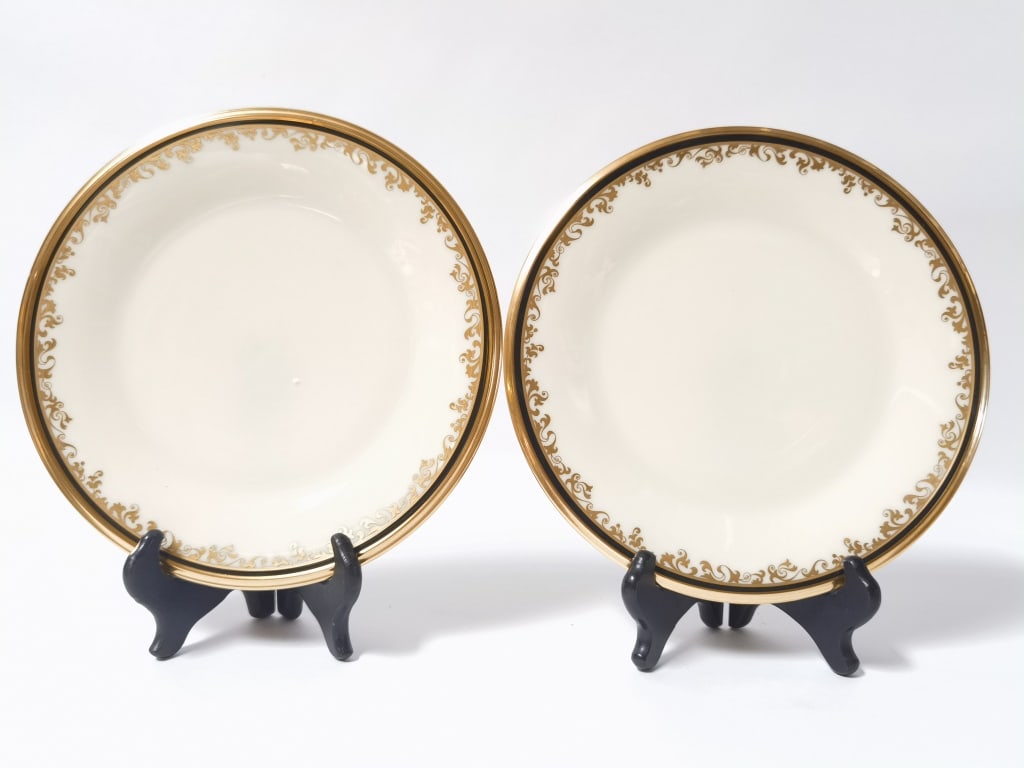 Pr. of Vintage Lenox Porcelain Eclipse Plates: Pr. of Vintage Lenox Porcelain Eclipse Plates, 8in