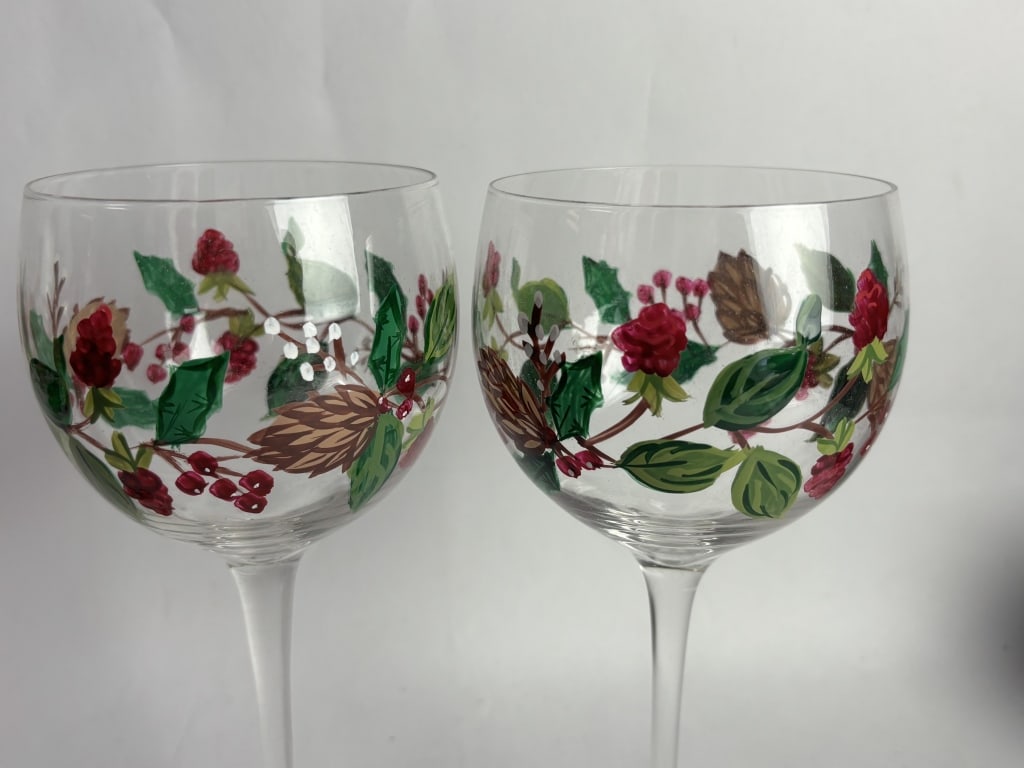(3) Block Basic Winter Garland Wine Glasses - 2