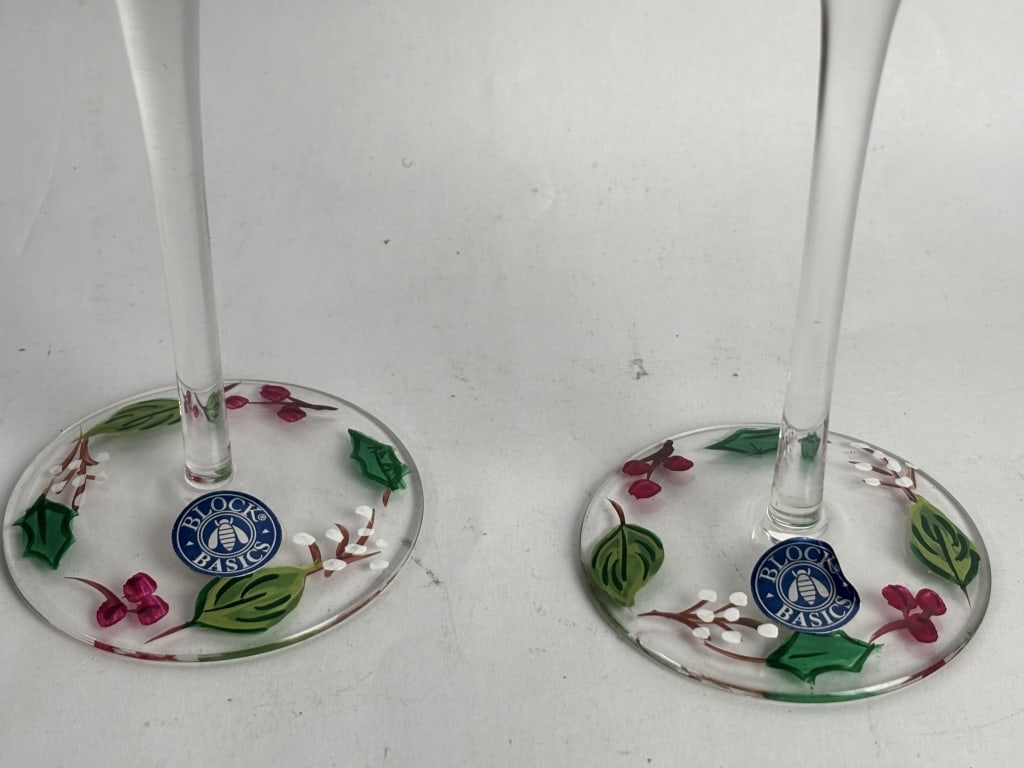 (3) Block Basic Winter Garland Wine Glasses - 3