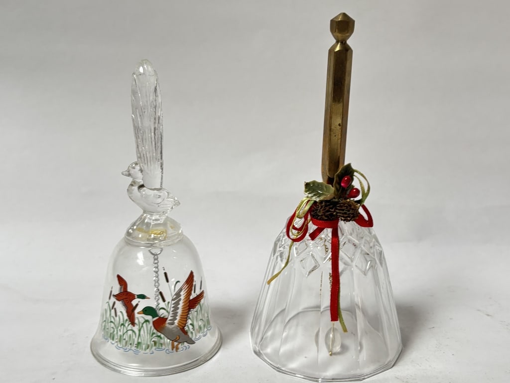 (2) Vintage Glass Dinner Bells (1 of 3)