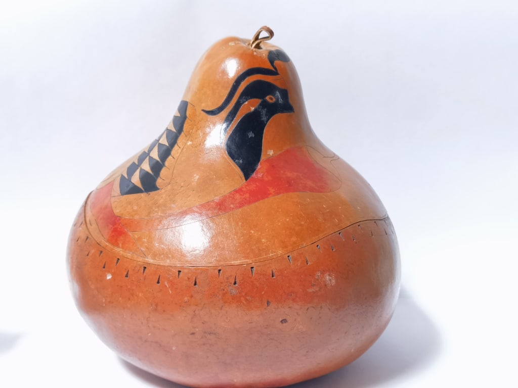 Vintage Hand-Painted Native American Style Gourd (1 of 4)