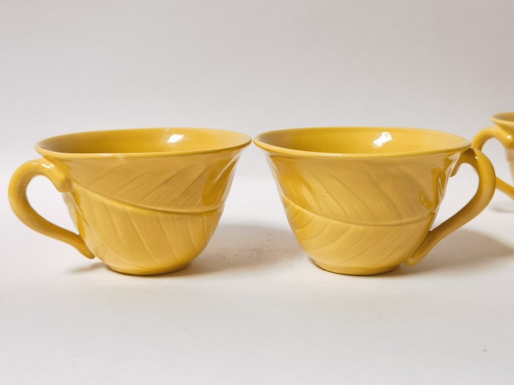 (4) Yellow Leaf-Pattern Cups - 2