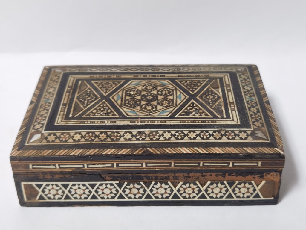 Vintage Middle Eastern Marquetry Jewelry Box (1 of 4)