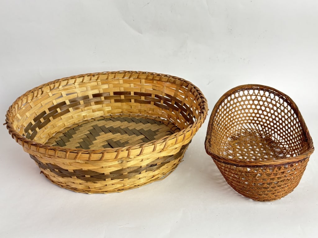 (2) Woven Bamboo Baskets - 2