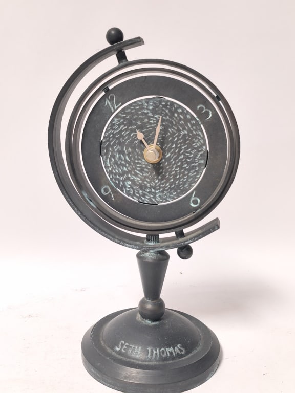 Seth Thomas "Globe" Style Patinated Desk Clock (1 of 5)