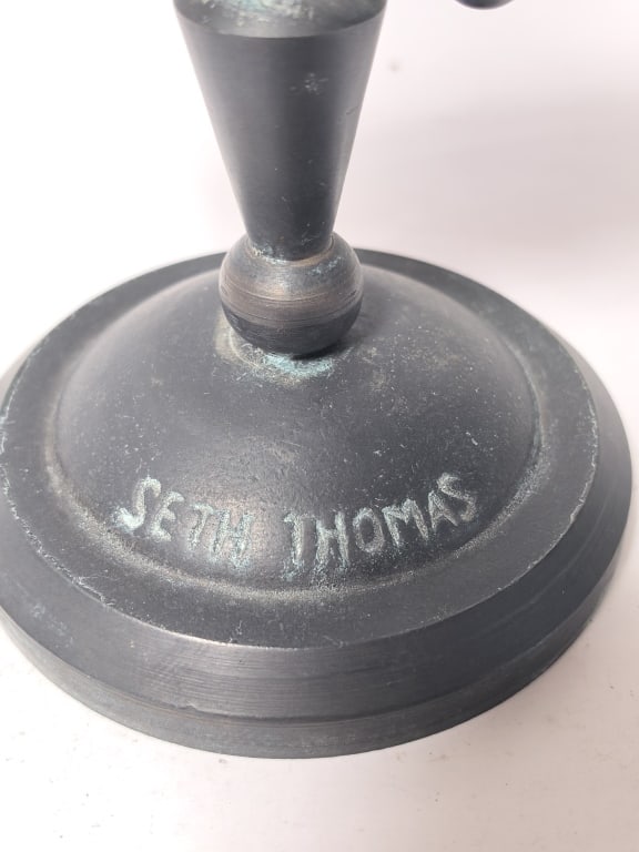 Seth Thomas "Globe" Style Patinated Desk Clock - 2