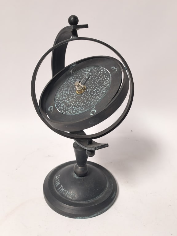 Seth Thomas "Globe" Style Patinated Desk Clock - 5