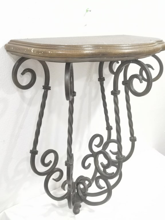 Wrought Iron Lyre-Form Console Table Base - 2