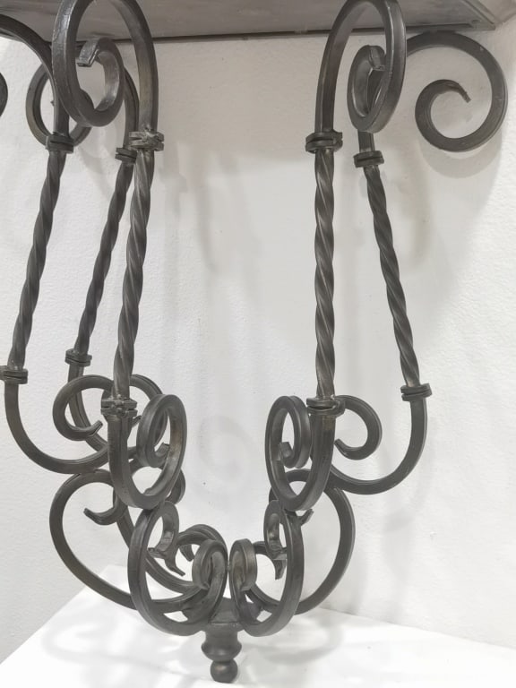 Wrought Iron Lyre-Form Console Table Base - 3