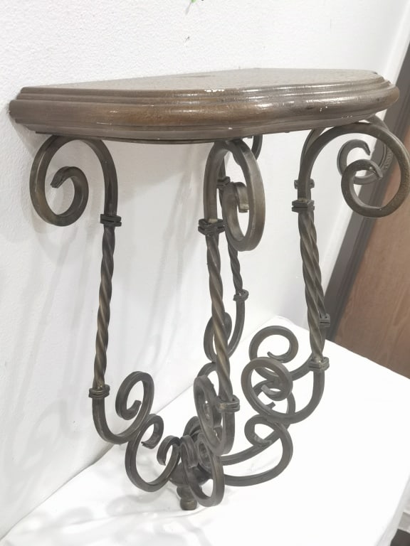 Wrought Iron Lyre-Form Console Table Base - 3