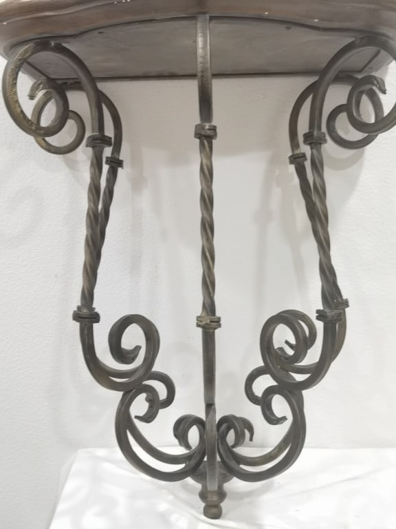 Wrought Iron Lyre-Form Console Table Base - 4