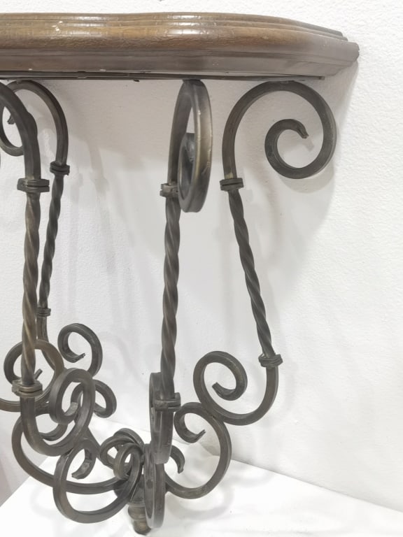 Wrought Iron Lyre-Form Console Table Base - 5