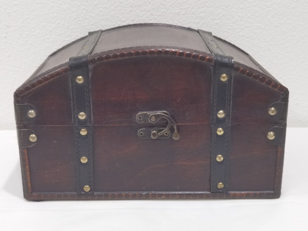 Vintage Domed Wooden Chest (1 of 3)