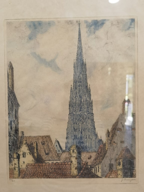 Signed J. Granger Kasimir-Style Architectural Etch - 2