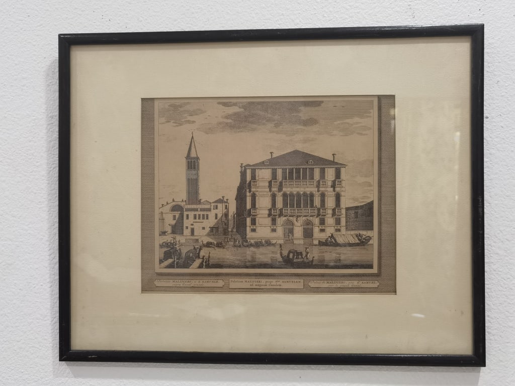 Vincenzo Coronelli Style Framed Grand Canal Venice: Vincenzo Coronelli Style Framed Grand Canal Venice Engraving, 18.75in by 14.75in