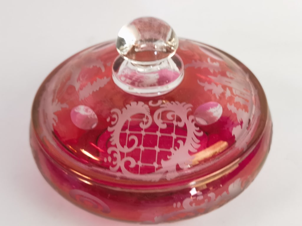 Bohemian Ruby Glass Trinket Dish - 2