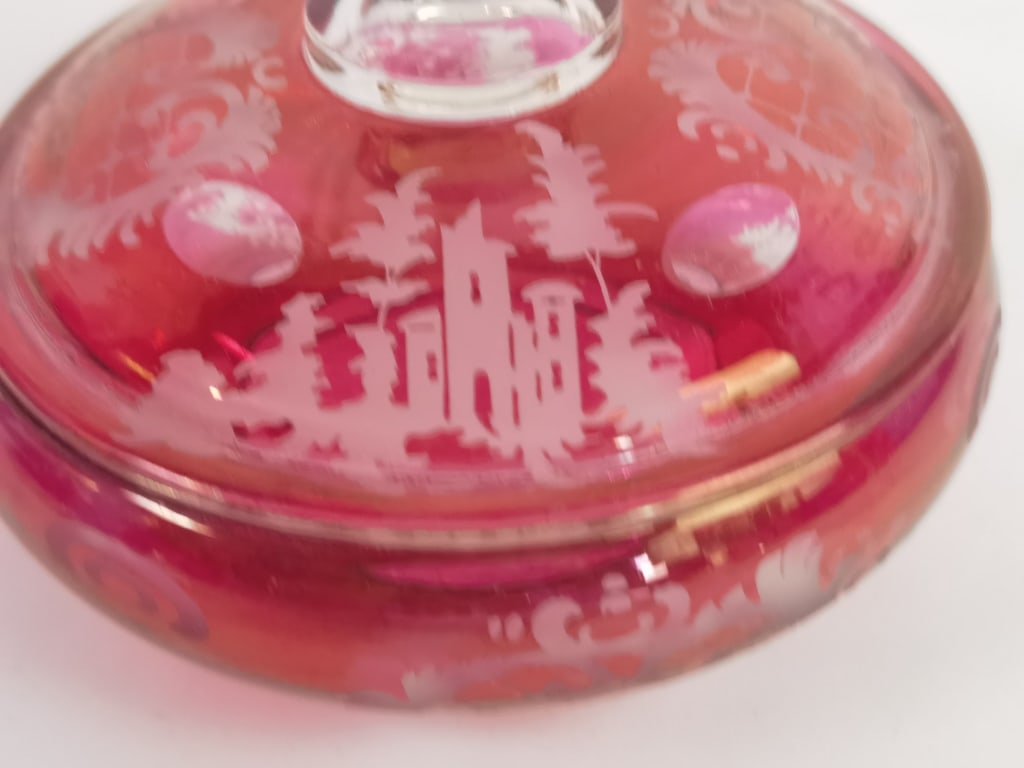 Bohemian Ruby Glass Trinket Dish - 3
