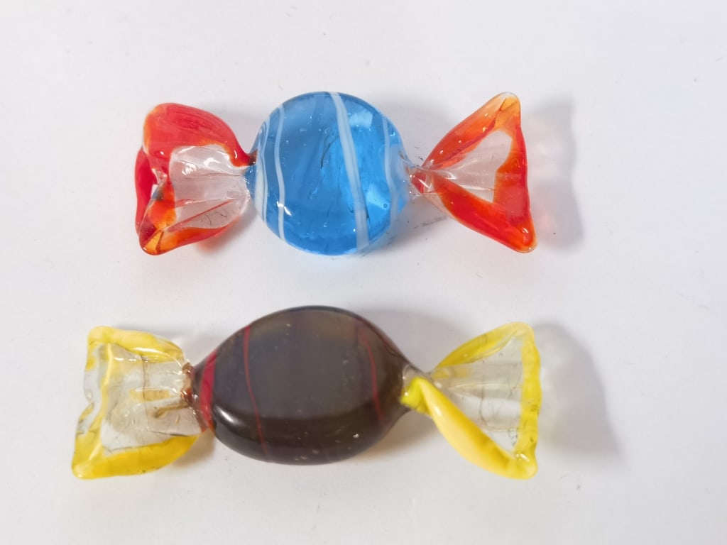 (2) Murano Italy Art Glass Candies: (2) Murano Italy Art Glass Candies, 2.25in