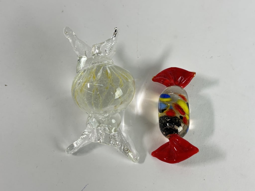 (2) Murano Italy Art Glass Candies: (2) Murano Italy Art Glass Candies, 3.25in