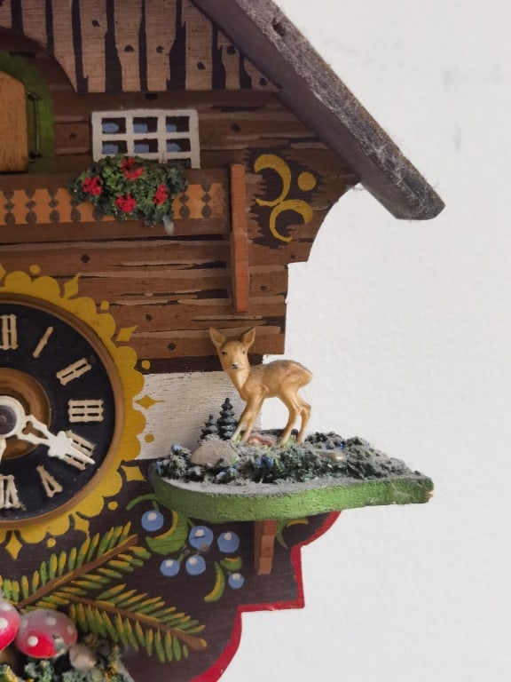 West German Painted Chalet-Style Cuckoo Clock - 3