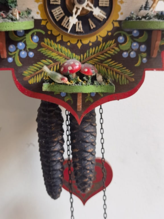 West German Painted Chalet-Style Cuckoo Clock - 4