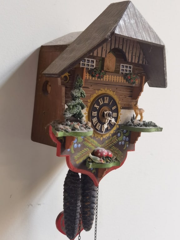 West German Painted Chalet-Style Cuckoo Clock - 5