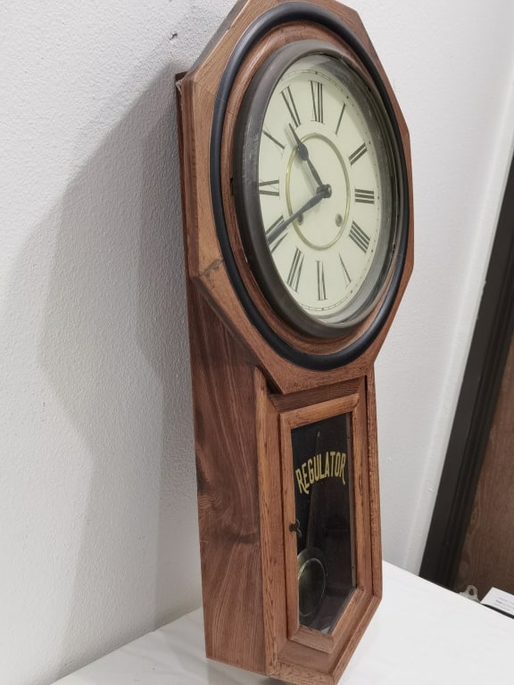 Vintage "Regulator" Octagonal Drop-Dial Wall Clock - 4