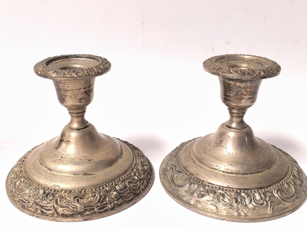 Pr. of Vintage Sheridan Silver Low Silver-Plated C (1 of 5)