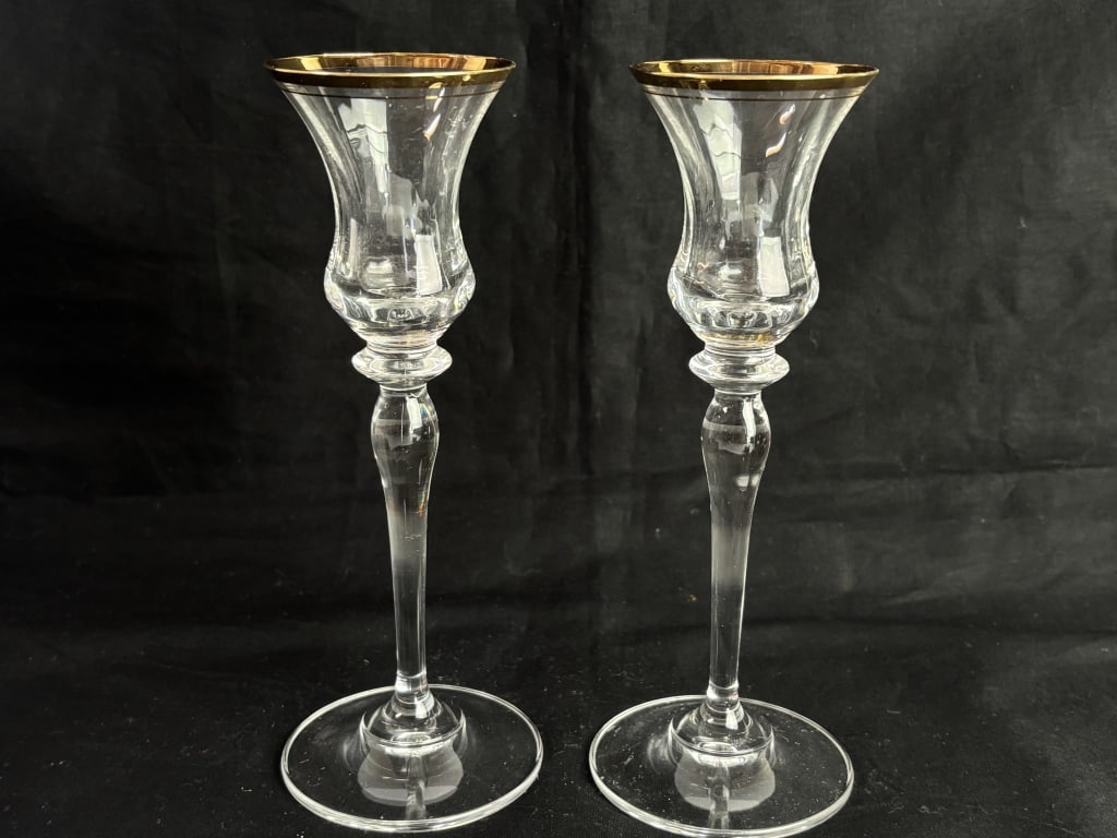 Pr. of Mikasa Crystal Gold Trim Candlesticks (1 of 3)