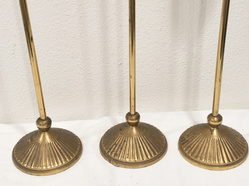 (3) Vintage Graduated Brass Table Candlesticks - 3