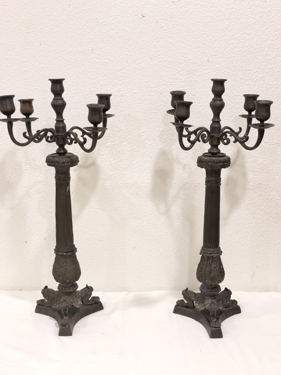 Pr. of Monumental Neoclassical Five-Light Candelab (1 of 6)