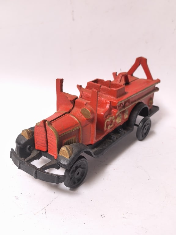 Vintage Cast Iron Open-Cab Fire Engine - 3