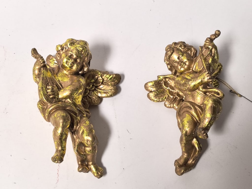 (2) Vintage Cherub Wall Mounts (1 of 3)